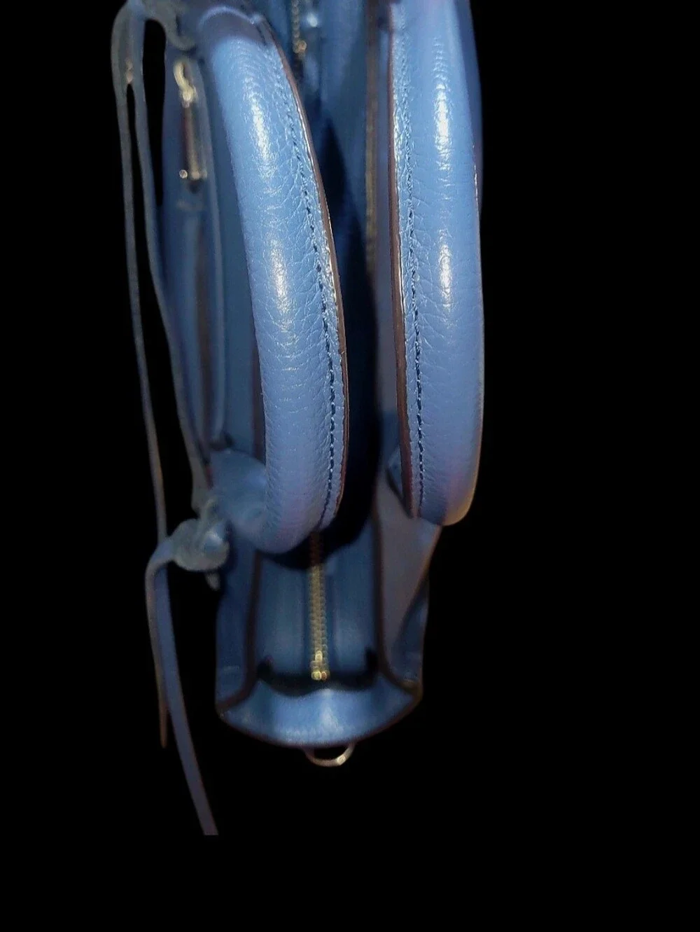 Rebecca Minkoff Blue Pebbled Zip Satchel Top Handle Silver HW No Long Strap